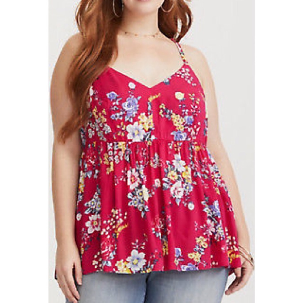 Floral V-Neck Cami Top - Pink